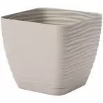 Doniczka Sahara Petit kwadrat z podstawką 17 cm jasnoszary