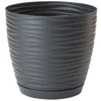 Doniczka Sahara Petit okrągła z podstawką 11 cm antracyt
