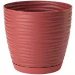 Doniczka Sahara Petit okrągła z podstawką 11 cm czerwona
