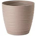 Doniczka Sahara Petit okrągła z podstawką 13 cm taupe