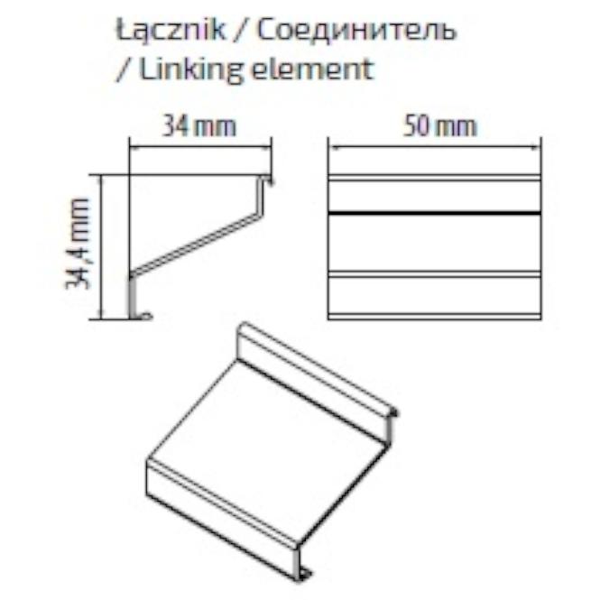 Łącznik balkonowego profilu okapowego  2 szt grafit 50 x 34 x 34,4 mm