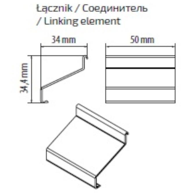 Łącznik balkonowego profilu okapowego  2 szt szary 50 x 34 x 34,4 mm