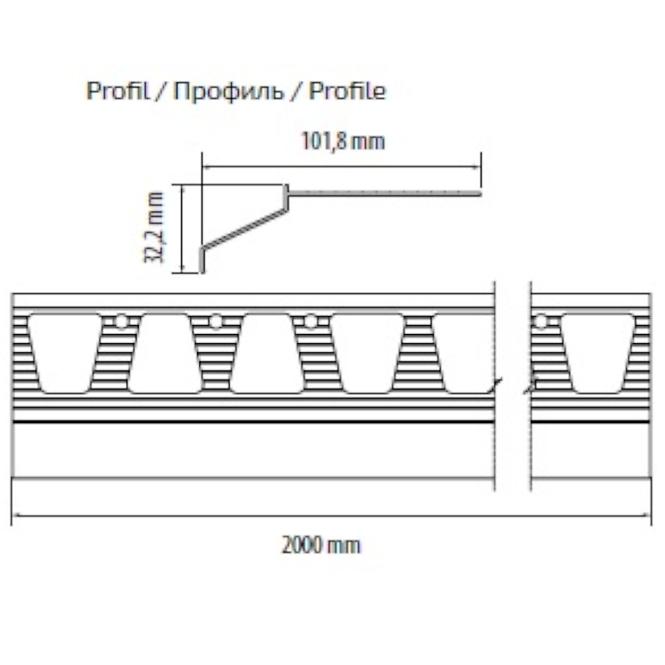Balkonowy profil okapowy szary 100/2000