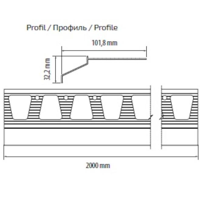 Balkonowy profil okapowy brąz 100/2000