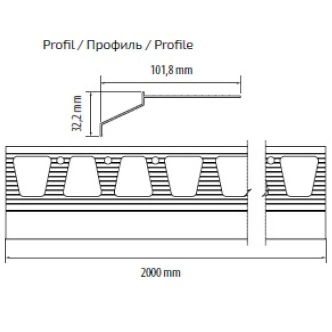 Balkonowy profil okapowy grafit 100/2000