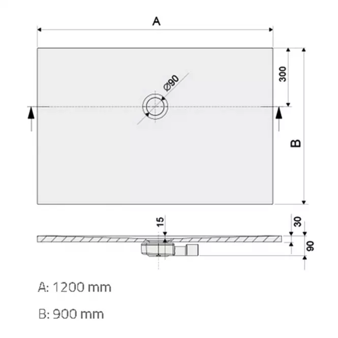 Brodzik B-M/Open 90x120x1.5