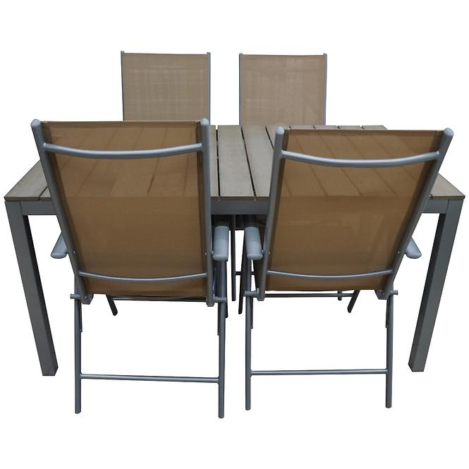 Komplet stół Polywood + 4 krzesła Porto taupe