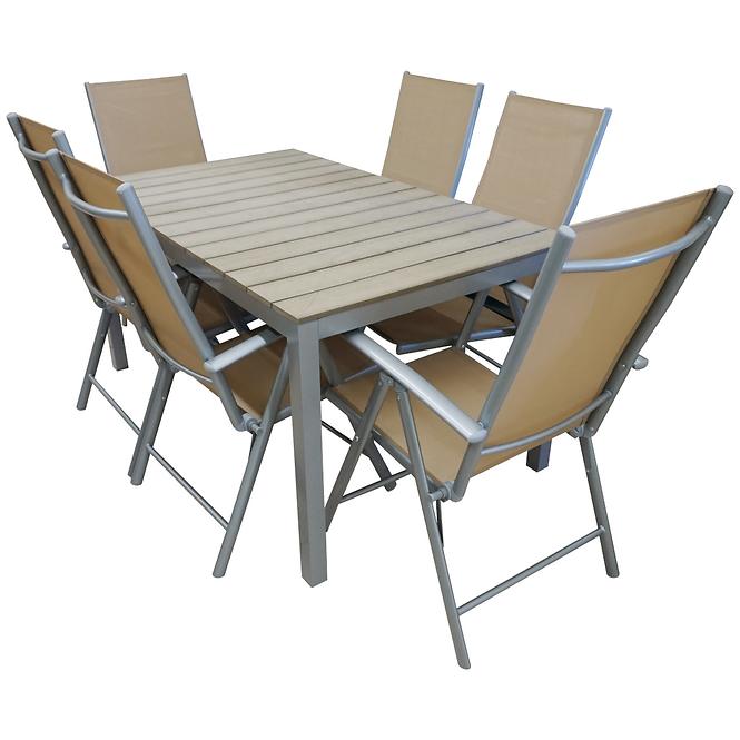 Komplet stół Polywood + 6 krzeseł Porto taupe
