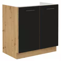 Szafka kuchenna Modena  80zl 2f bb czarny/dąb artisan