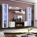 Meblościanka + Biokominek Fly M2 + Szkło Biały + LED