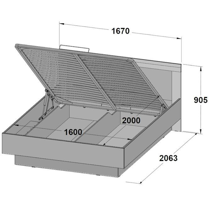 Łóżko Julietta 167 JLTL167-C289 z pojemnikiem beton/biały połysk