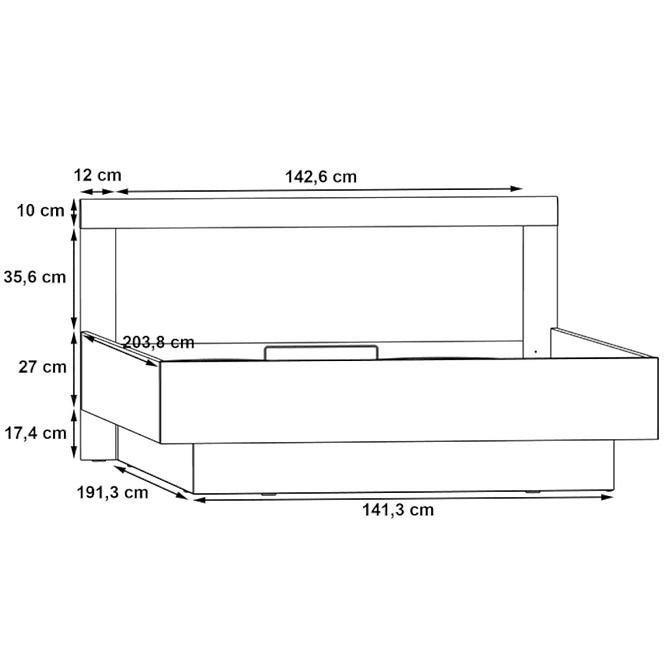 Łóżko Julietta 167 JLTL167-C289 z pojemnikiem beton/biały połysk