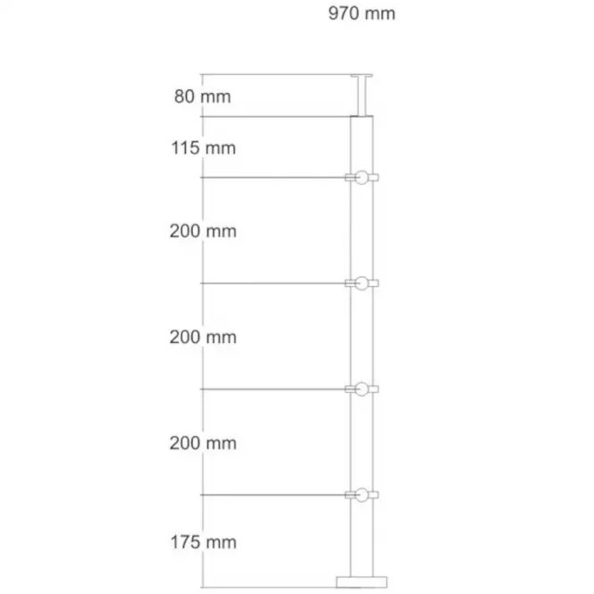 Słupek balustrady do montażu posadzkowego Ø42,4x970mm