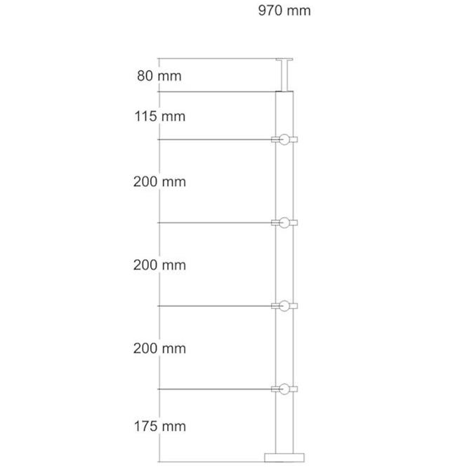 Słupek balustrady do montażu posadzkowego Ø42,4x970mm