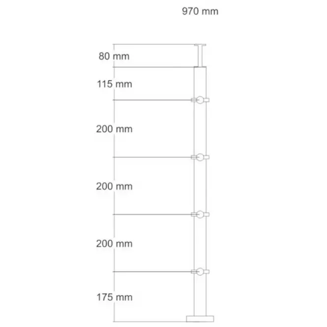 Słupek balustrady do montażu posadzkowego Ø42,4x970mm – 2szt