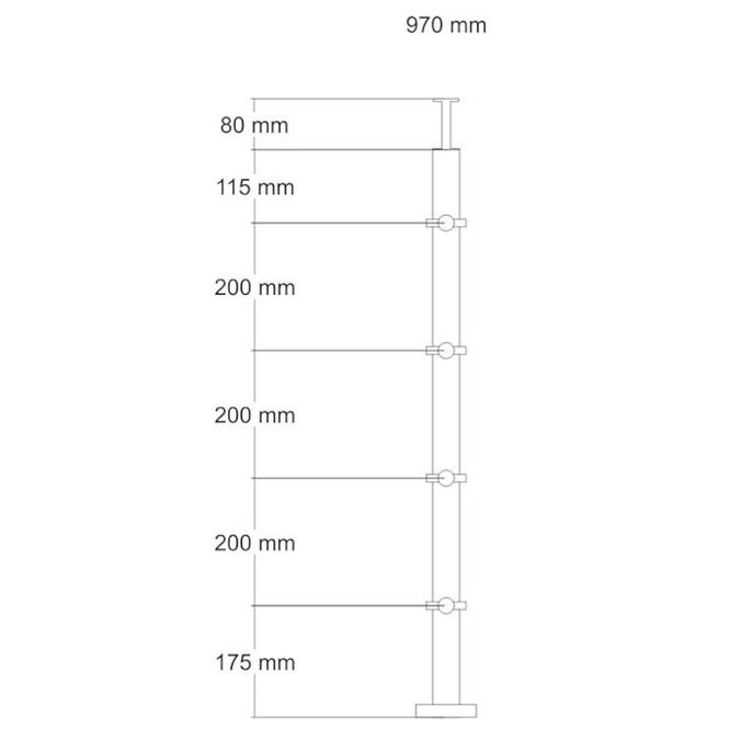 Słupek balustrady do montażu posadzkowego Ø42,4x970mm – 2szt