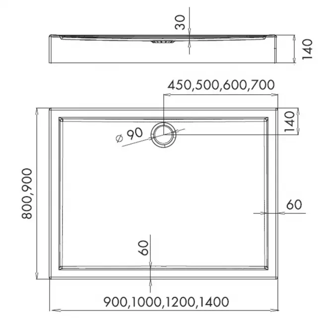 Brodzik Competia 90X100X14 3.0168,2