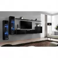 Meblościanka Switch Szkło+LED XI Czarny