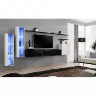 Meblościanka Switch Szkło+LED XI Biały/Czarny
