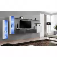 Meblościanka Switch Szkło+LED XI Biały/Grafit