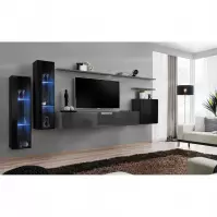Meblościanka Switch Szkło+LED XI Czarny/Grafit