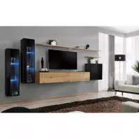 Meblościanka Switch Szkło+LED XI Czarny/Wotan