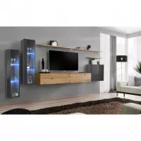 Meblościanka Switch Szkło+LED XI Grafit/Wotan