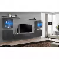 Meblościanka Switch Szkło+LED XIV Grafit