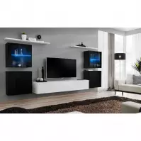 Meblościanka Switch Szkło+LED XIV Czarny/Biały