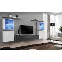 Meblościanka Switch Szkło+LED XIV Biały/Grafit