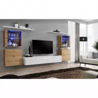 Meblościanka Switch Szkło+LED XIV Wotan/Biały