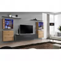 Meblościanka Switch Szkło+LED XIV Wotan/Grafit