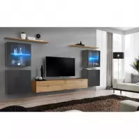 Meblościanka Switch Szkło+LED XIV Grafit/Wotan
