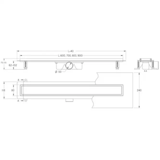 Odwodnienie Liniowe Odwr Duplex Czarne Abs+Inox 900