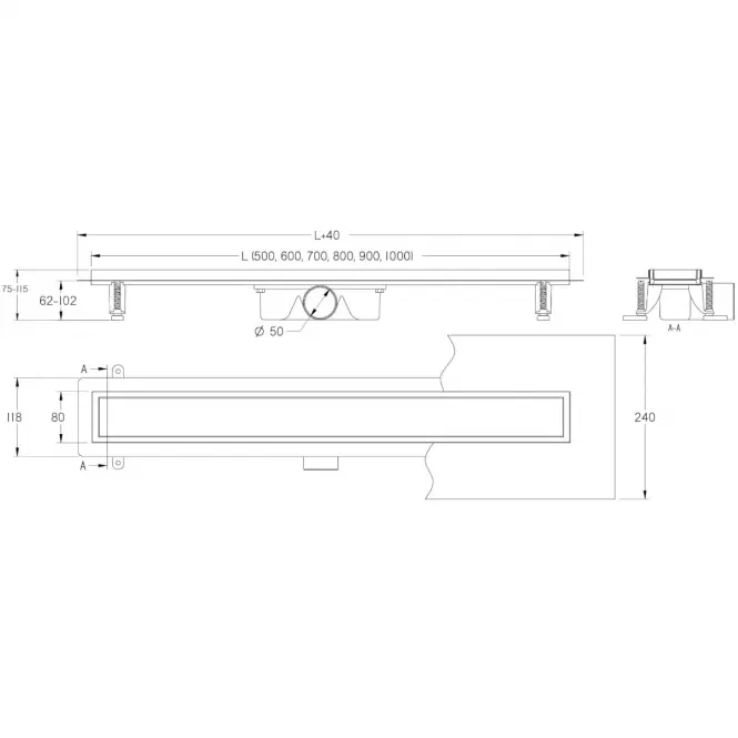 Odwodnienie Liniowe Odwr Duplex Inox Płytka/Satyna 500