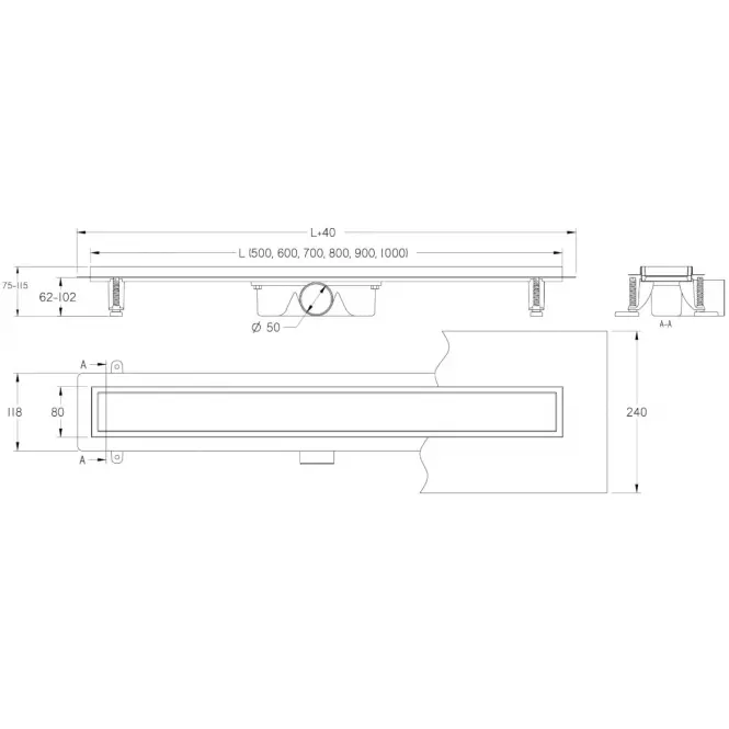 Odwodnienie Liniowe Odwr Duplex Inox Płytka/Satyna 900