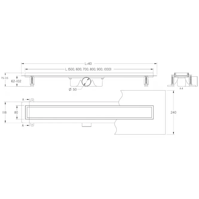 Odwodnienie Liniowe Odwr Duplex Inox Płytka/Satyna 1000