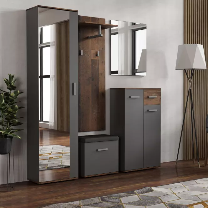 Szafa Z Lustrem  Justus 06 Anthracite/ Old Style