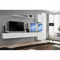 Meblościanka Switch XIX szkło + LED  Biały