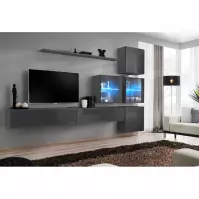 Meblościanka Switch XIX szkło + LED  Grafit