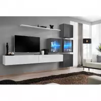 Meblościanka Switch XIX szkło + LED  Biały/Grafit