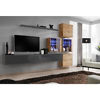 Meblościanka Switch XIX szkło + LED Grafit/Wotan Meblościanka Switch XIX szkło + LED Grafit/Wotan