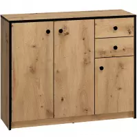 Komoda Baumi 01 3D2S Dąb Artisan/Czarny