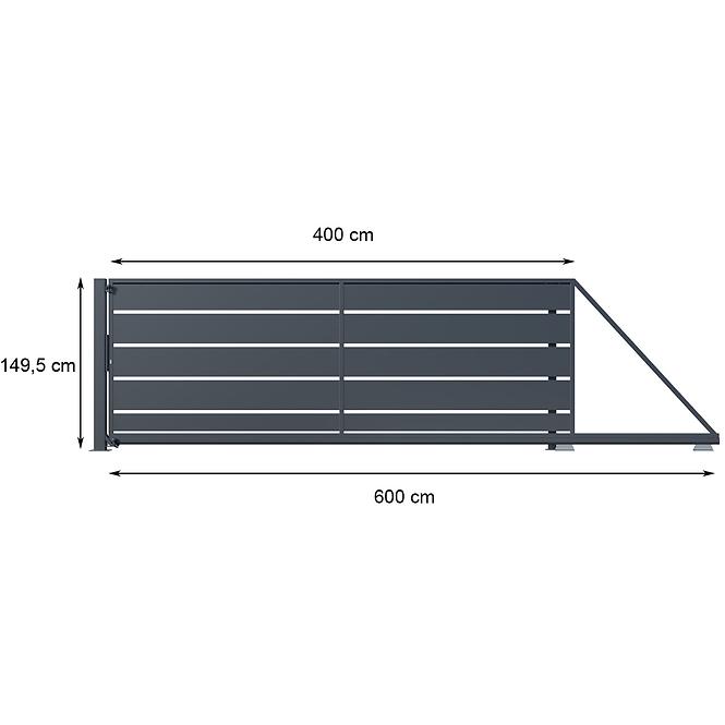 Brama przesuwna OPAL prawa 149.5x400 ZN RAL7024 MDS W10246