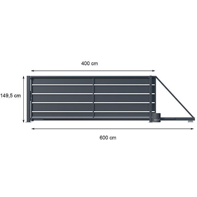 Brama przesuwna z automatem OPAL prawa 149.5x400 ZN RAL7024 MDS W10178