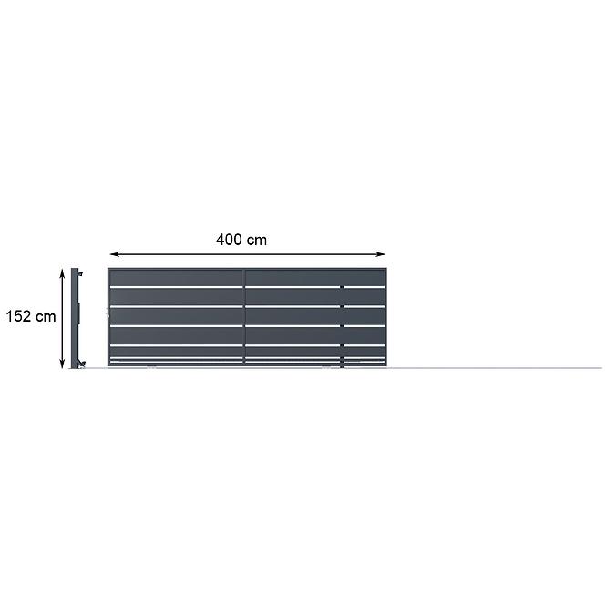 Brama przesuwna bez przeciwwagi OPAL prawa 152x400 ZN RAL7024 MDS W10244