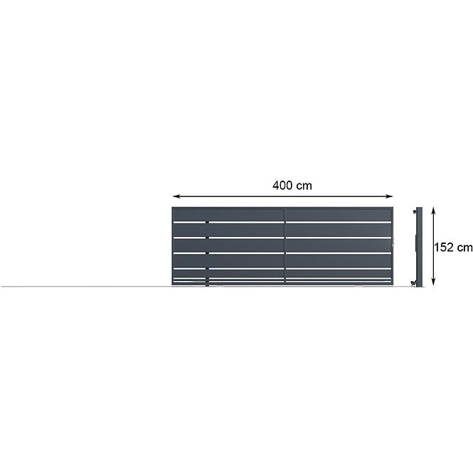 Brama przesuwna bez przeciwwagi OPAL lewa 152x400 ZN RAL7024 MDS W10245