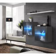 Komoda+Półka Switch Sb III Led Grafit/Biały