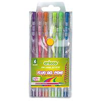 Długopisy żelowe fluorescencyjne Cricco 6 kolorów