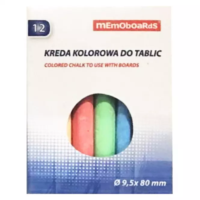 Kreda kolorowa do tablic Memoboards 12-kol. w kartoniku f 9.5x80mm